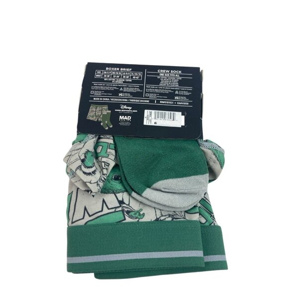 *New Disney Star Wars The mandalorian Boxer Brief Crew Sock Set Green Size XL - Picture 2 of 4
